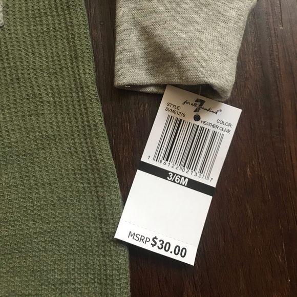 7 FOR ALL MANKIND BABY THERMAL FOOTSIE OUTFIT SIZE 3-6 MONTHS - Picture 2 of 2